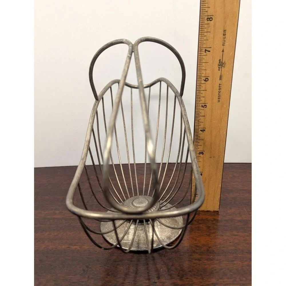 Vintage French Style Silver Tone Wire Wine Bottle Carrier Holder Basket Pedestal